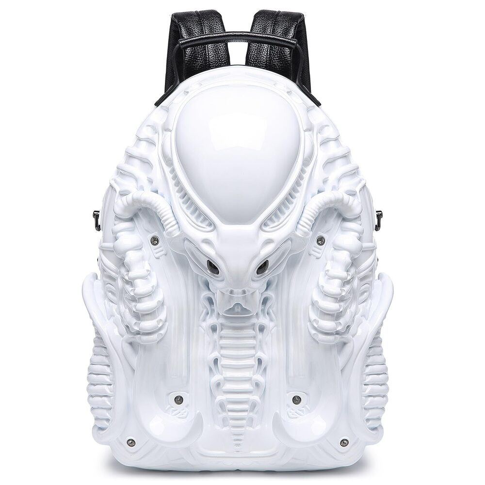 3616 and PVC 3D Xenomorph Shaped Purse Alien Backpack, White